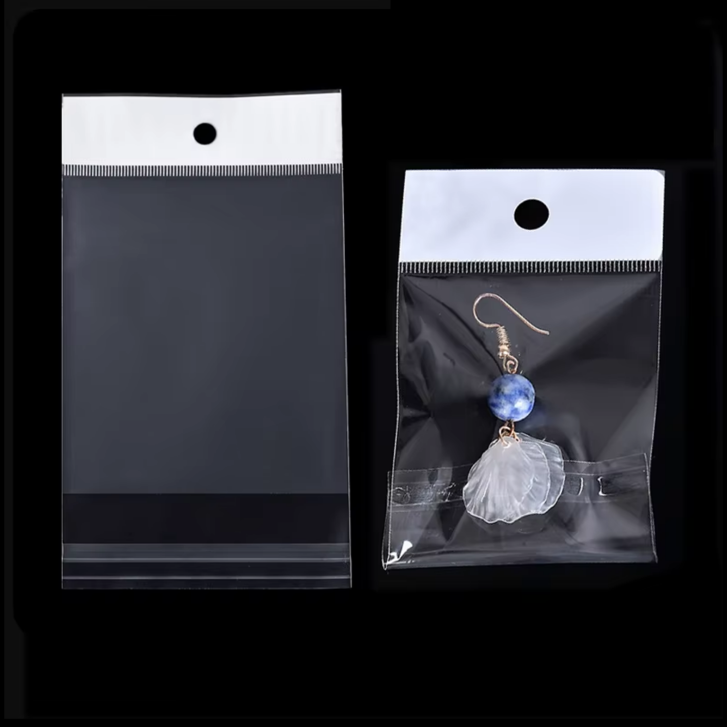 Askılı Bantlı Jelatin Torba Poşet 9x30 cm - Şeffaf Aksesuar ve Bijuteri Poşeti