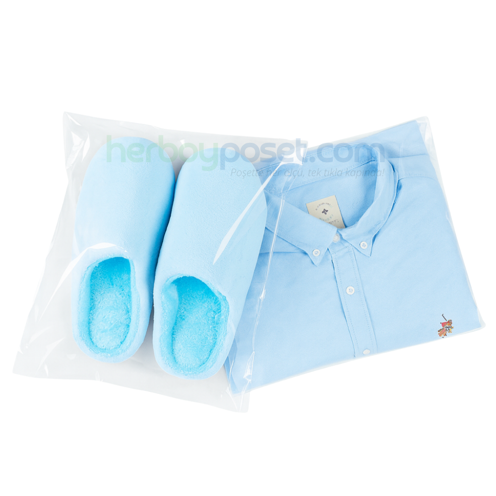 Şeffaf Bantlı Yapışkanlı Parlak Jelatin Poşet 40x60 cm, Hediye Çeyiz Aksesuar Paketleme Poşeti