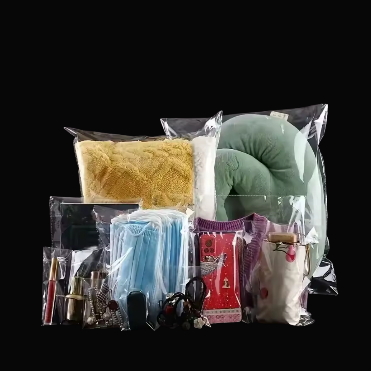 Şeffaf Bantlı Yapışkanlı Parlak Jelatin Poşet 40x60 cm, Hediye Çeyiz Aksesuar Paketleme Poşeti