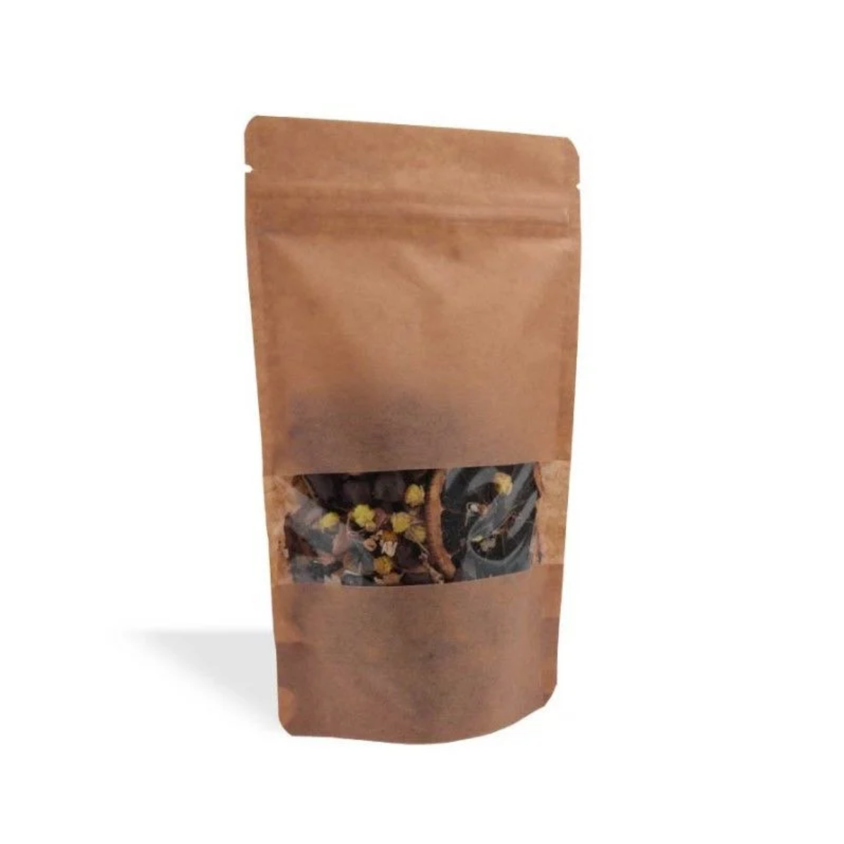 Kraft Pencereli Kilitli Doypack 25x34x12 cm - Şeffaf Pencereli Kilitli Kraft Paketleme Poşeti